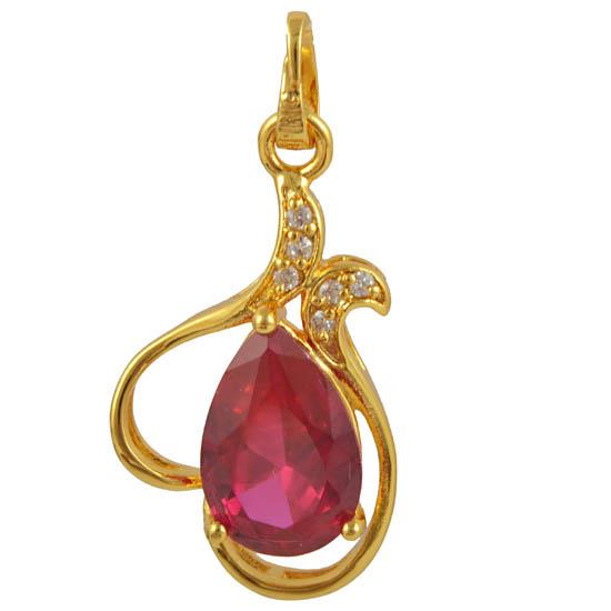 Pendant 9K Gold Filled W/Ruby CZ